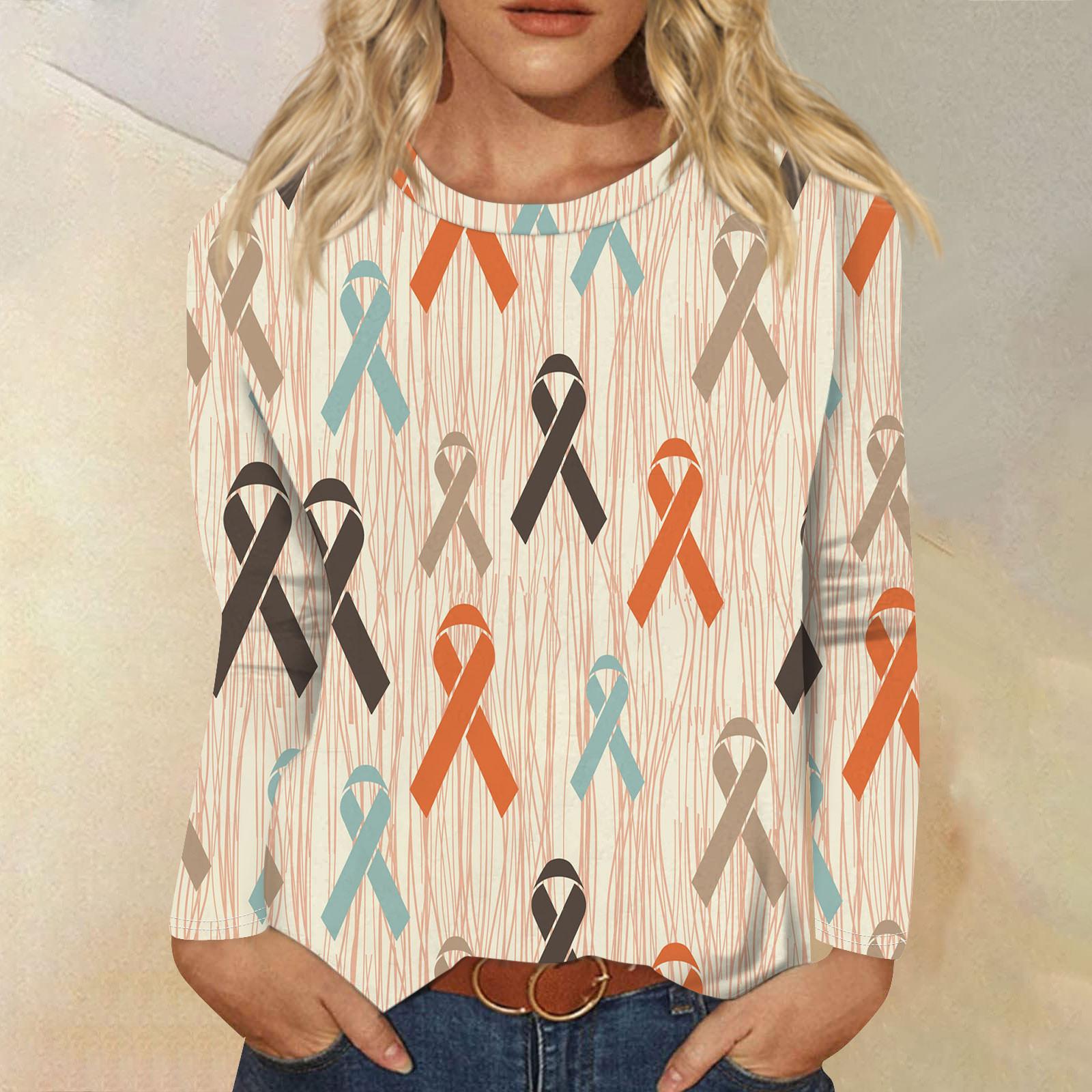 Женская модная повседневная футболка с круглым вырезом и длинным рукавом в стиле ретро — фото 4