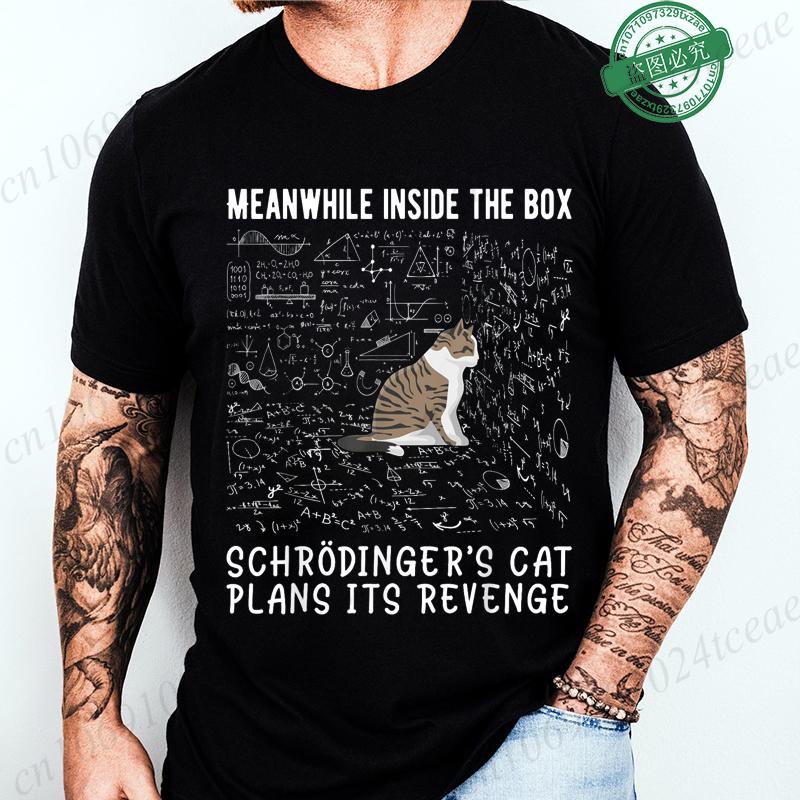 Men's Summer Casual Shirt Funny Cat Escape Plan Science Design T-Shirt Men's Physics Science Nerd Geek Short Sleeve T-Shirt Tops