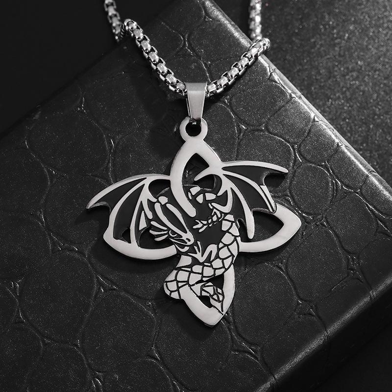 Viking Stainless Steel Necklace Neutral Style European and American Silver Pendant