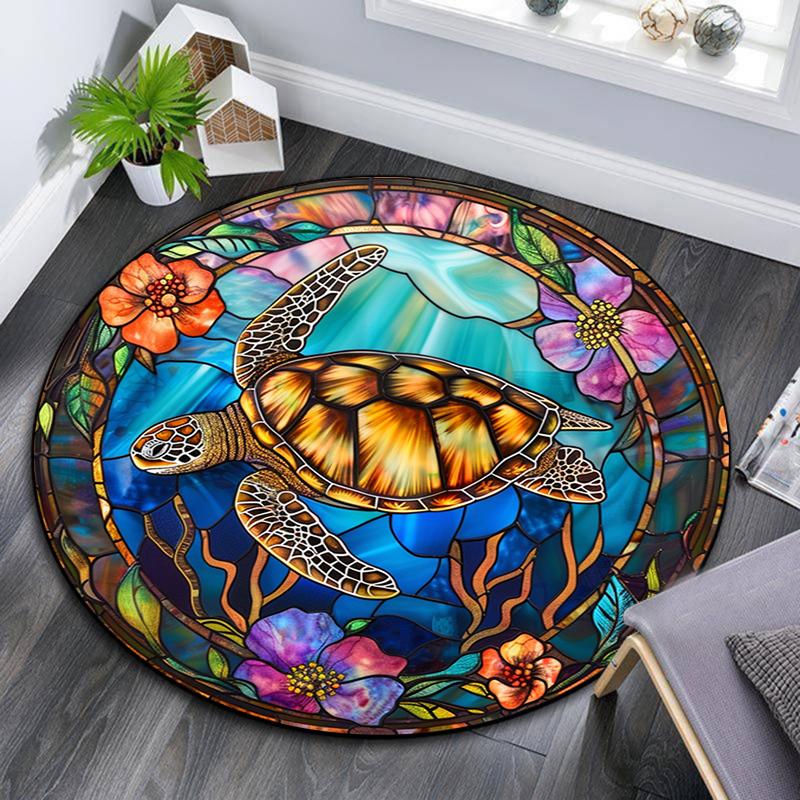 Cartoon Print Round Area Rug,Carpet Rug for Living Room Bedroom Sofa Playroom Decor,Non-slip Floor Mat