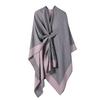 Multi-Functional Women's Solid Color Shawl Cloak with Fringe