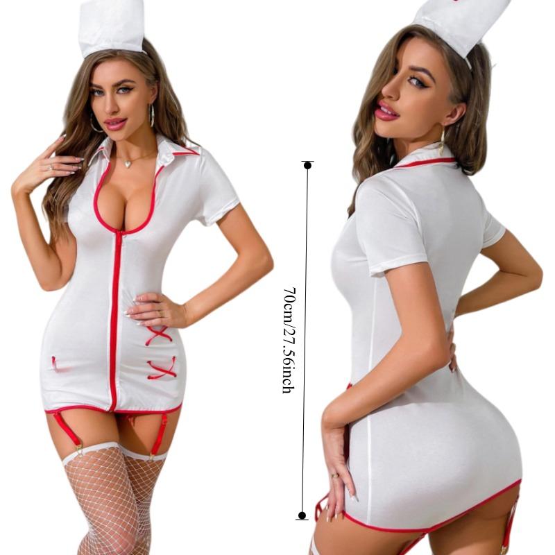 Sexy Nurse Costume Women Erotic Lingerie Role Play Cosplay Open Chest Naughty Uniform Temptation Crotchless Outfit