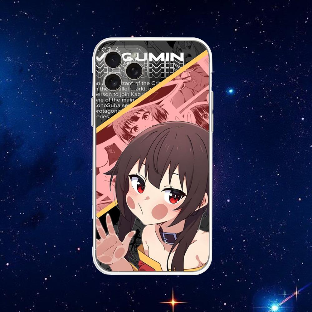 Megumin Anime K-KonoSubaS Phone Case For iPhone 16,15,14,13,12,11 Plus,Pro,Max,XR,XS,X,7,8 Plus,SE,Mini Transparent Shell