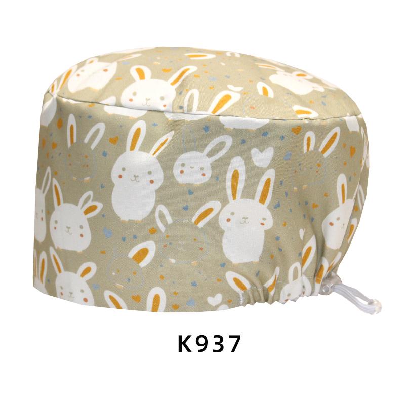Cartoon Printed Nursing Caps Men Women Medical Hats Adjustable Long Hair Pet Dental Clinic Doctors Scrub Hat