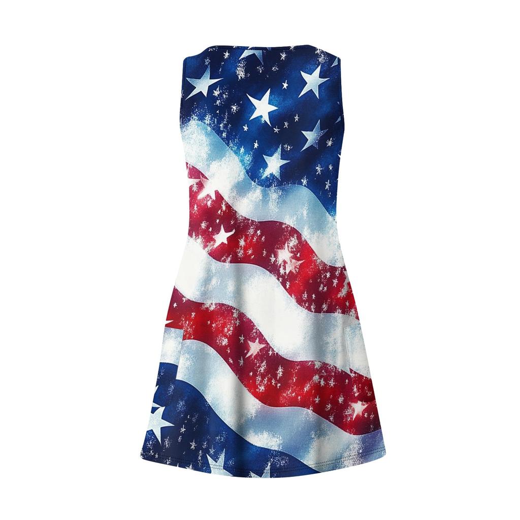 Women's Casual Print Sundress With Pockets Summer Boho Beach Dress T-Shirts Dress V Neck Loose Tank Dresses