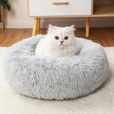 50/80cm Round Plush Pet Bed - Orthopedic Support Foam for Cats & Medium Dogs, Non-Slip Bottom & Machine Washable Cover,