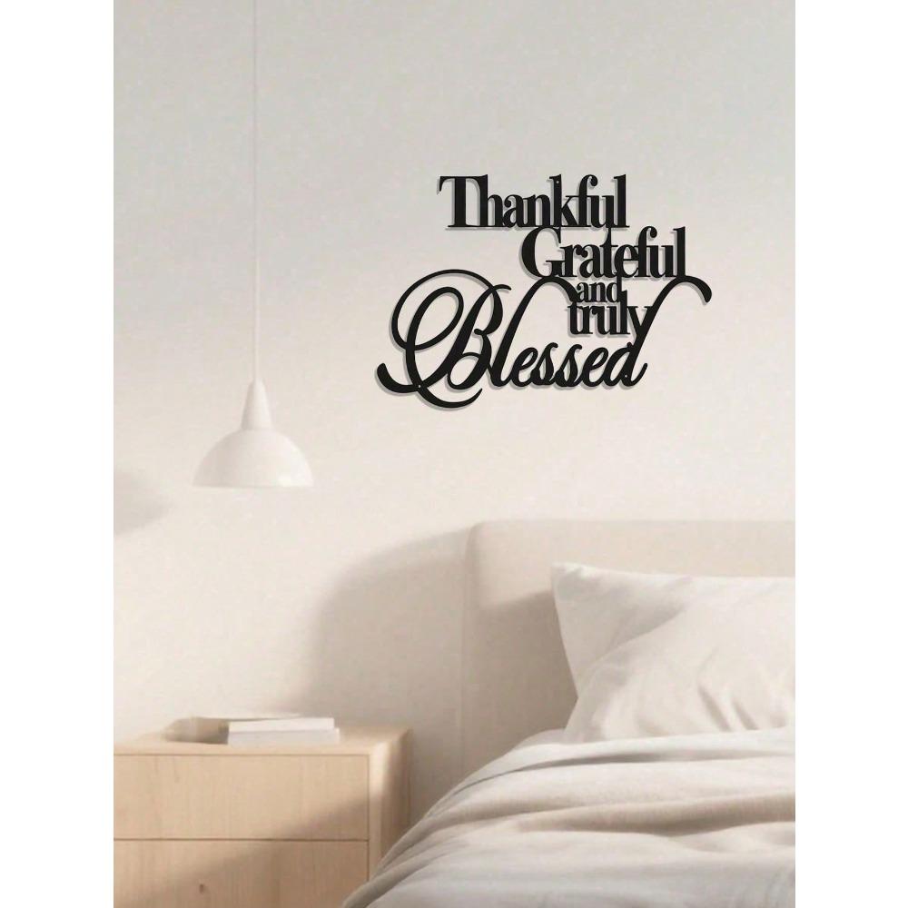 "Thankful Grateful Blessed" Metal Wall Art, Farmhouse Home Decor for Living Room, Rustic Housewarming Gift, Aesthetic Halloween Decoration