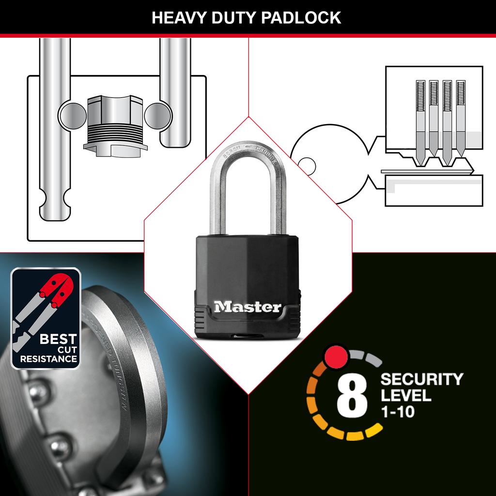 Master Lock Pack of 3 Heavy Duty Laminated Steel Padlocks, Medium Shackle