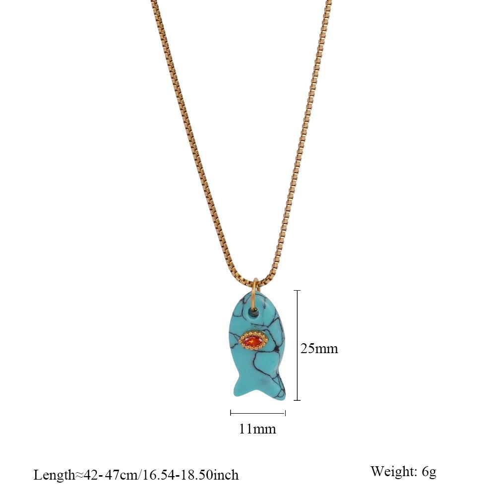  Waterproof Stainless Steel Stone Fish Clavicle Pendant Necklace for Women New Arrivals Trend Jewelry Gift 2025