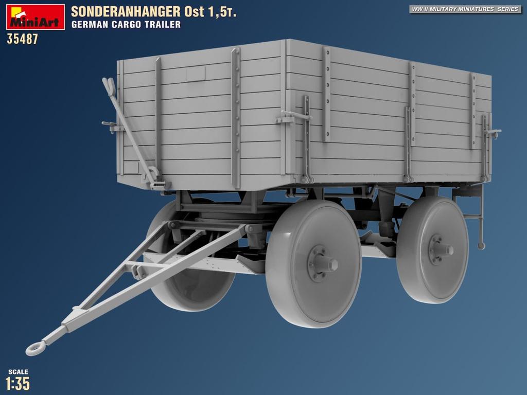 Miniart Scale Sonderlan Hangar Ost German Cargo Trailer Plastic Model Kit MA35487 1/35 1.5-Ton (Truck)