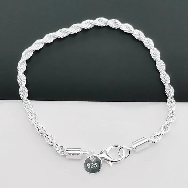 925 Silver Zircon Flower Bracelet For Women Elegant Charm Chain Jewelry Wedding Party Holiday Gift