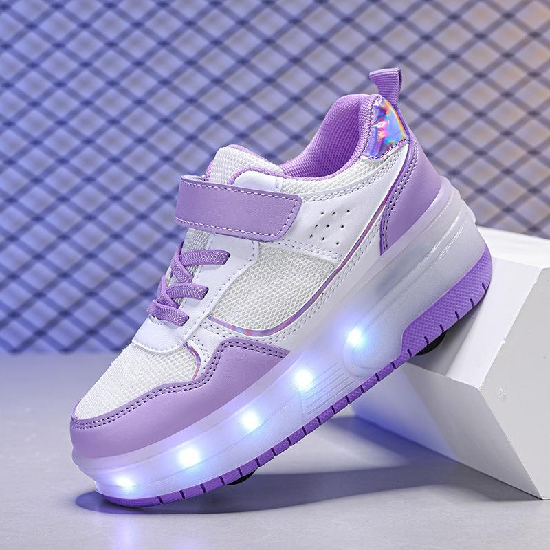 Children's runaway shoes New boys' students' pulley shoes skates charging luminous shoes Girls