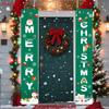 2D Flat, 1 Pair Festive Christmas Merry Christmas Door Banner - Durable Polyester Holiday Decoration with Snowflakes, Holly & Berries, Perfect for Por