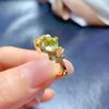 Neuer verstellbarer 925er Silber Peridot Ring mit exquisiter Einlage