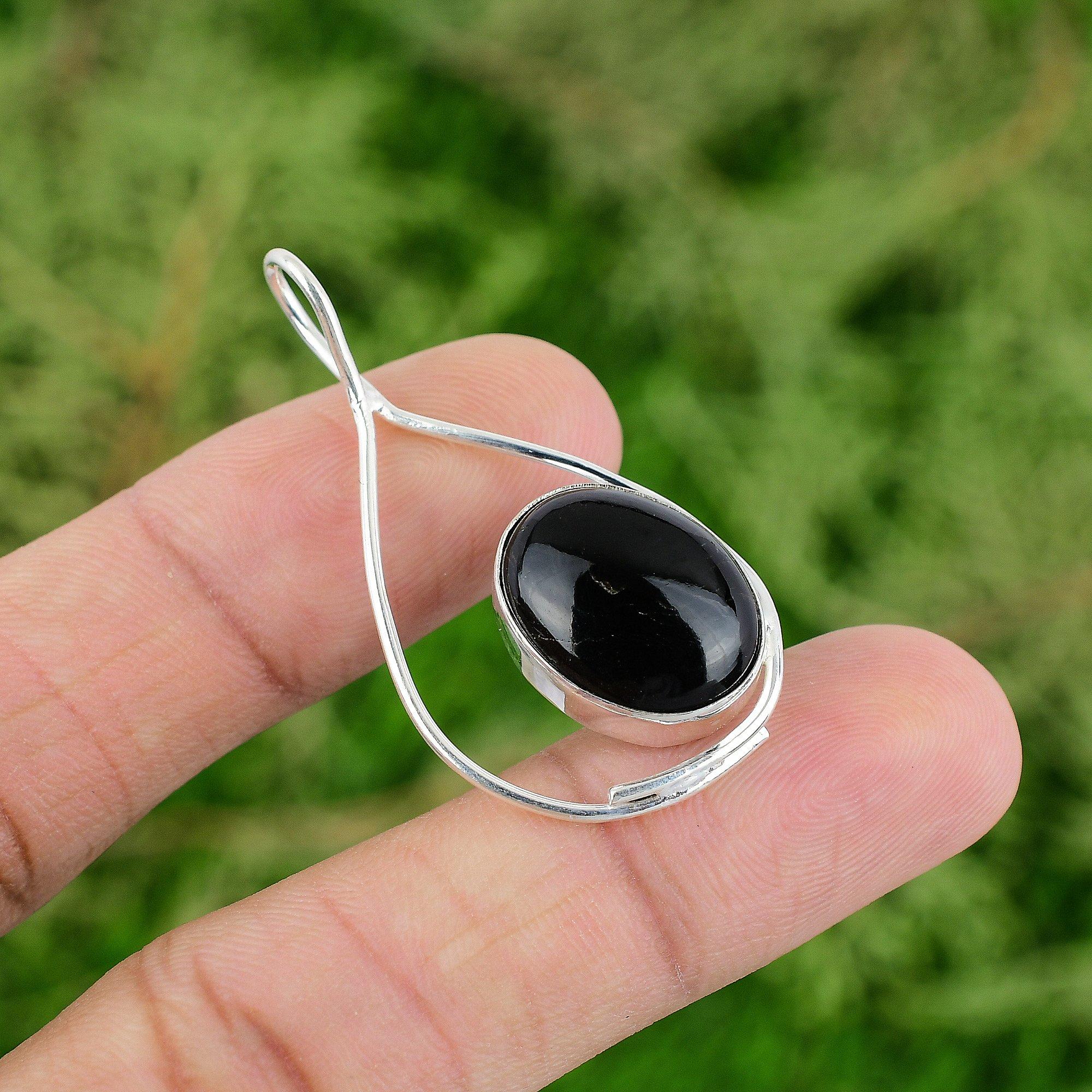 

Daughters Day Sale Black Onyx Stone Root Chakra Pendant Jewelry Sterling Silver