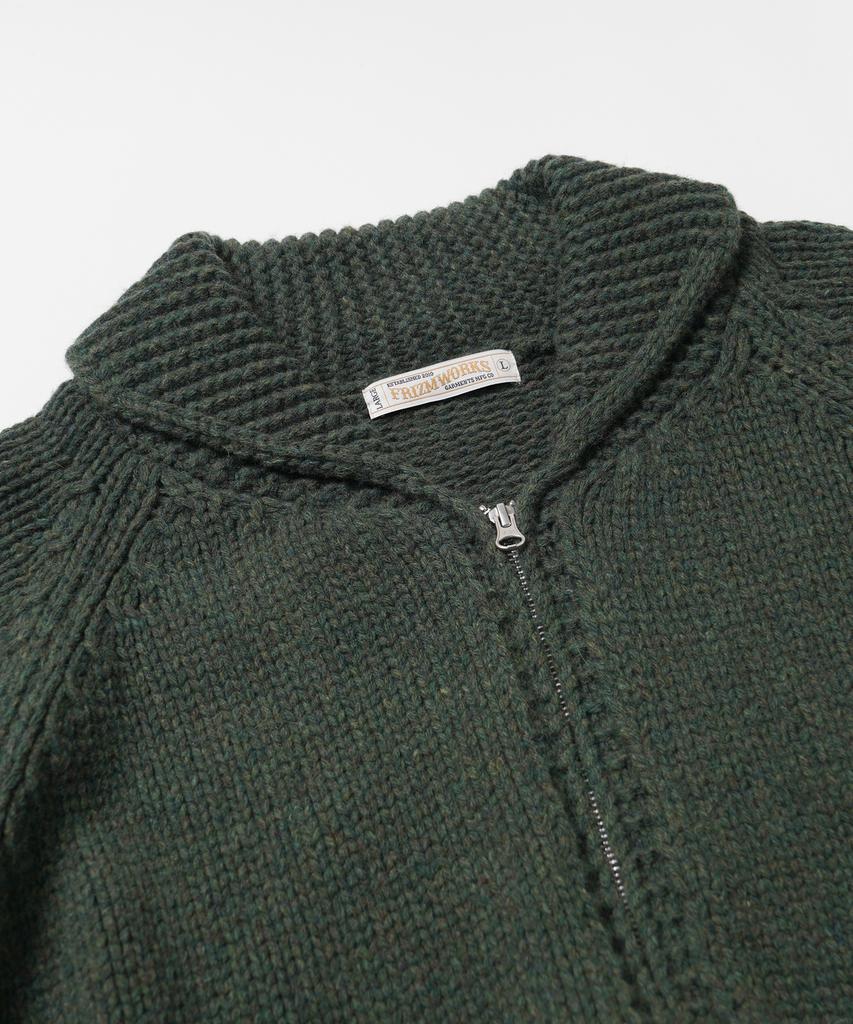 Frizmworks Heavy Cowichan Zip Up Cardigan _ Forest Green