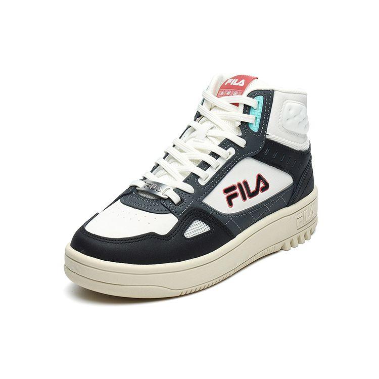 FILA Faux Leather Mid-Top Retro Basketball Shoes Women sneaker Black White F12W141211FWB