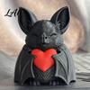 Bat Decoration Cute Red Heart 3D Printed Halloween Novelty Tabletop Sculpture for Spooky Desktop Ornament Party Haunted House Holiday Decor