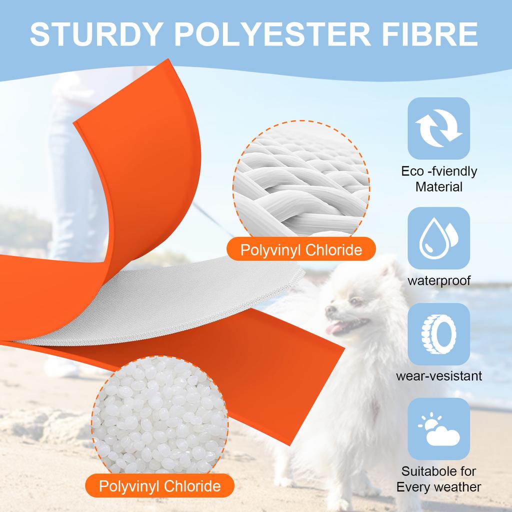 Waterproof Dog Leash, 3M/5M/10M/15M/20M/30M Dog Walking Leash for Outside, Durable PVC Long Line Tracking Lead with Padded Hand