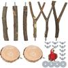 8Pcs Natural Wood Parrot Perch Set Bird Standing Stick Platform Cage Accessory Bird Supplies