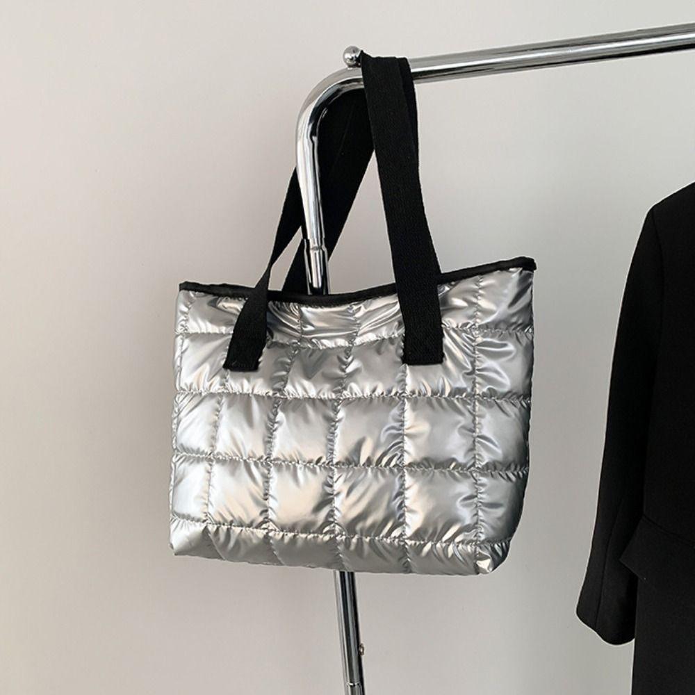 Underarm Down Cotton Tote Bag Soft Puffy Bag Trendy Cotton-padded Handbag  Girls