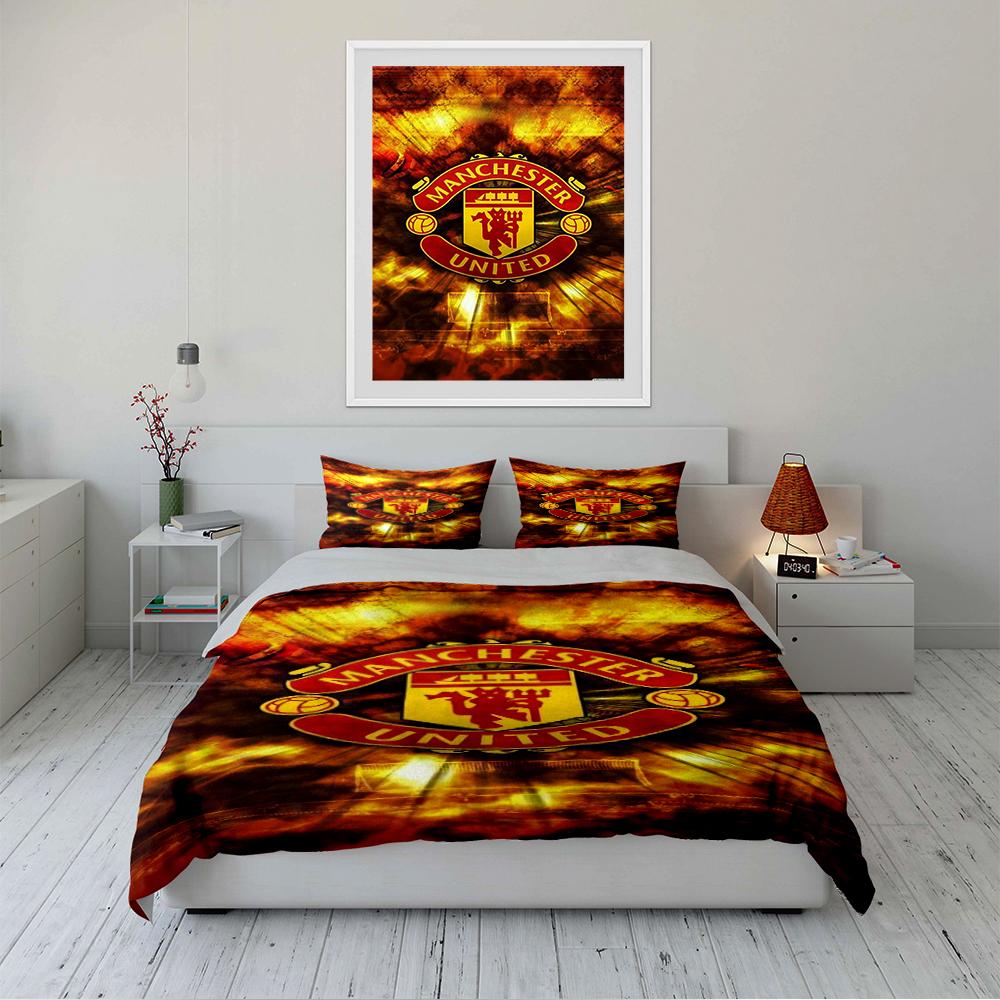 Σετ Κλινοσκεπασμάτων Manchester United Κλινοσκεπάσματα Σετ Καλύμματος Παπλώματος Κάλυμμα Παπλώματος Μαξιλαροθήκες Διακόσμηση Σπιτιού (1 * Κάλυμμα Παπλώματος 2 * Μαξιλαροθήκες, χωρίς εσωτερικό παπλώματος)