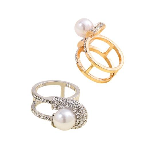 Rhinestone Scarf Ring Clip, Faux Pearl Neckerchief Slide, Women Fashion Wrap Holder, Clothes Ring for Shirts T-Shirts