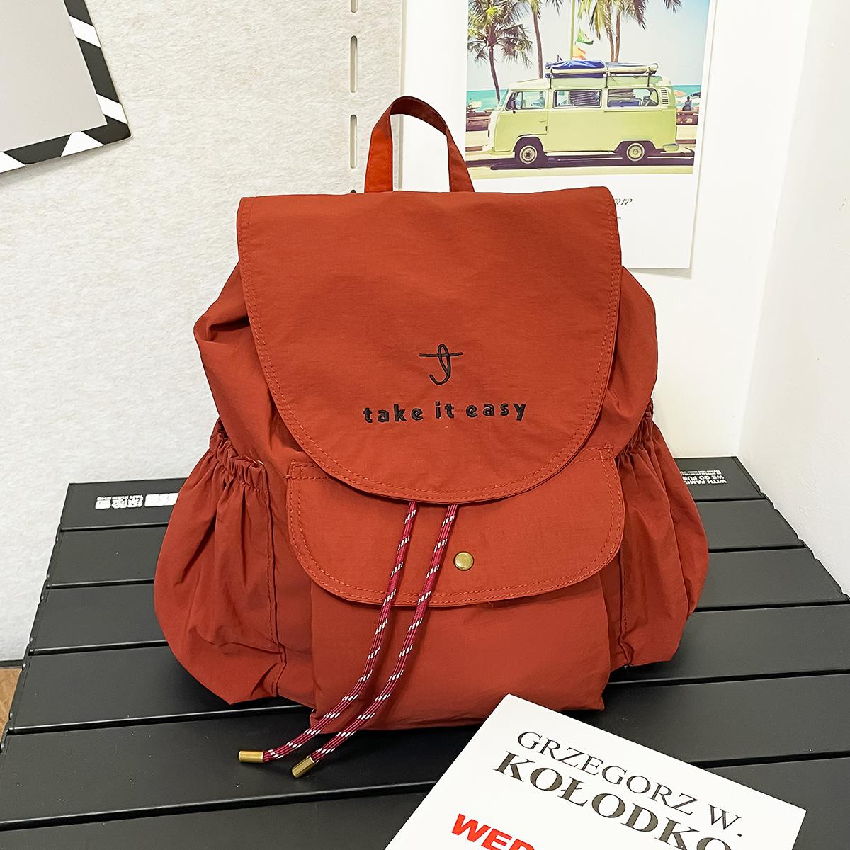

New women s schoolbag nylon waterproof college wind large capacity backpack casual fashion travel bag красный