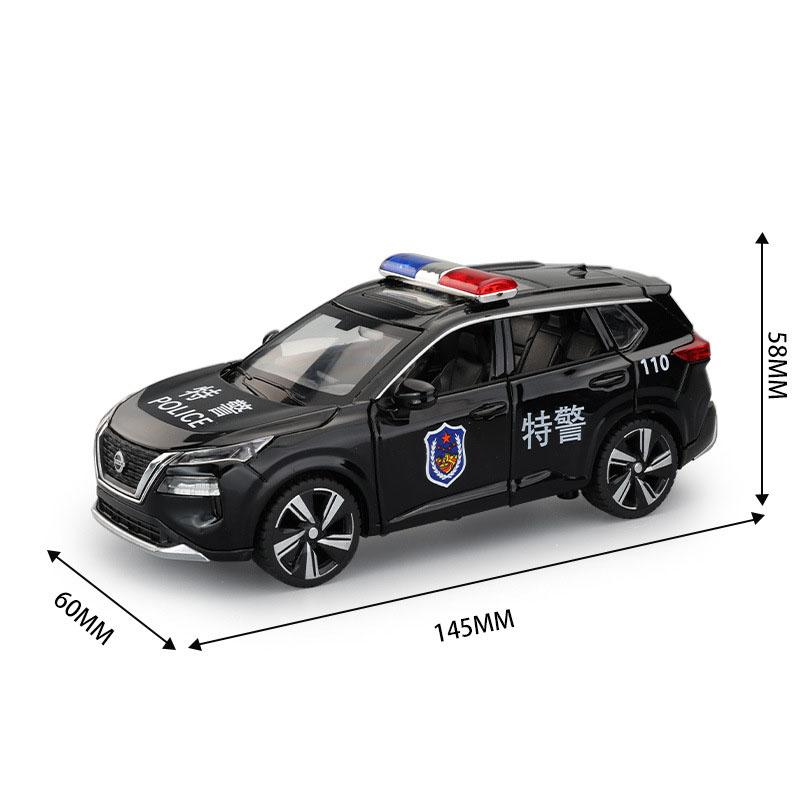 1:32 Scale Nissan X-TRAIL Models Toys Police Cars Alloy 6 Doors Opened Miniature Vehicles Pull Back Car Toy Children's Day Gifts