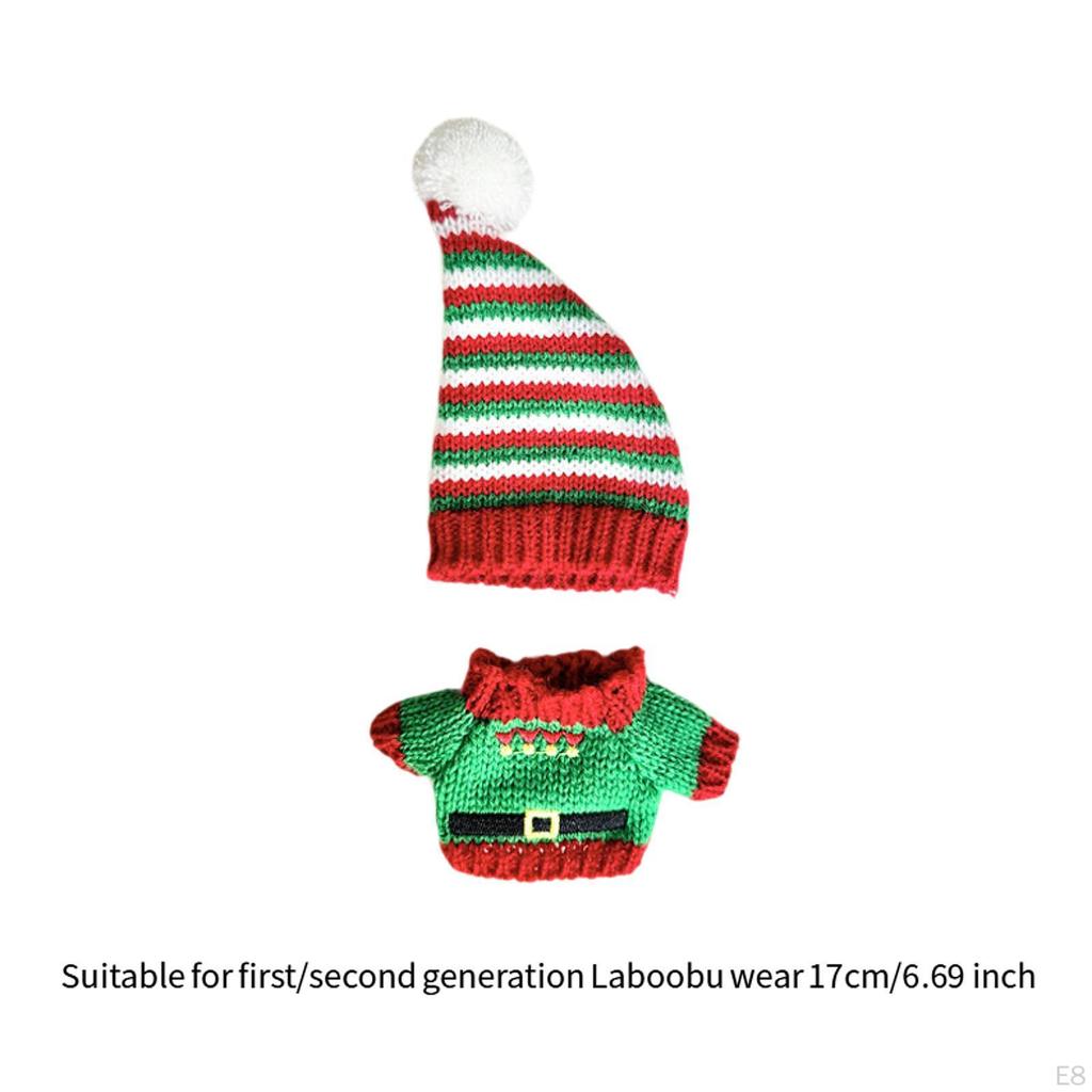 Plush Doll Pullover Top Dress Up Christmas Snowman Outfit Keychain Clothes Set for 6.69''