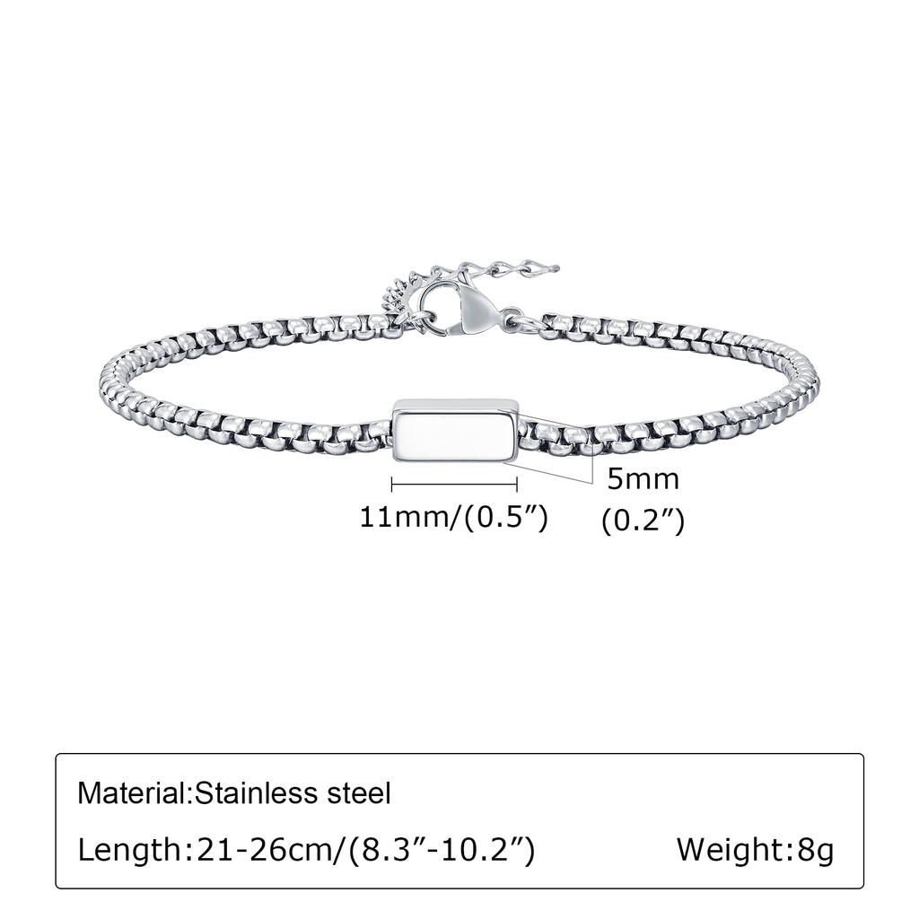 Initials Box Chain Bracelets for Men Boys,Alphabet A-Z 26 Letter Stainless Steel Chain Wristband,New Trend Jewelry Gifts