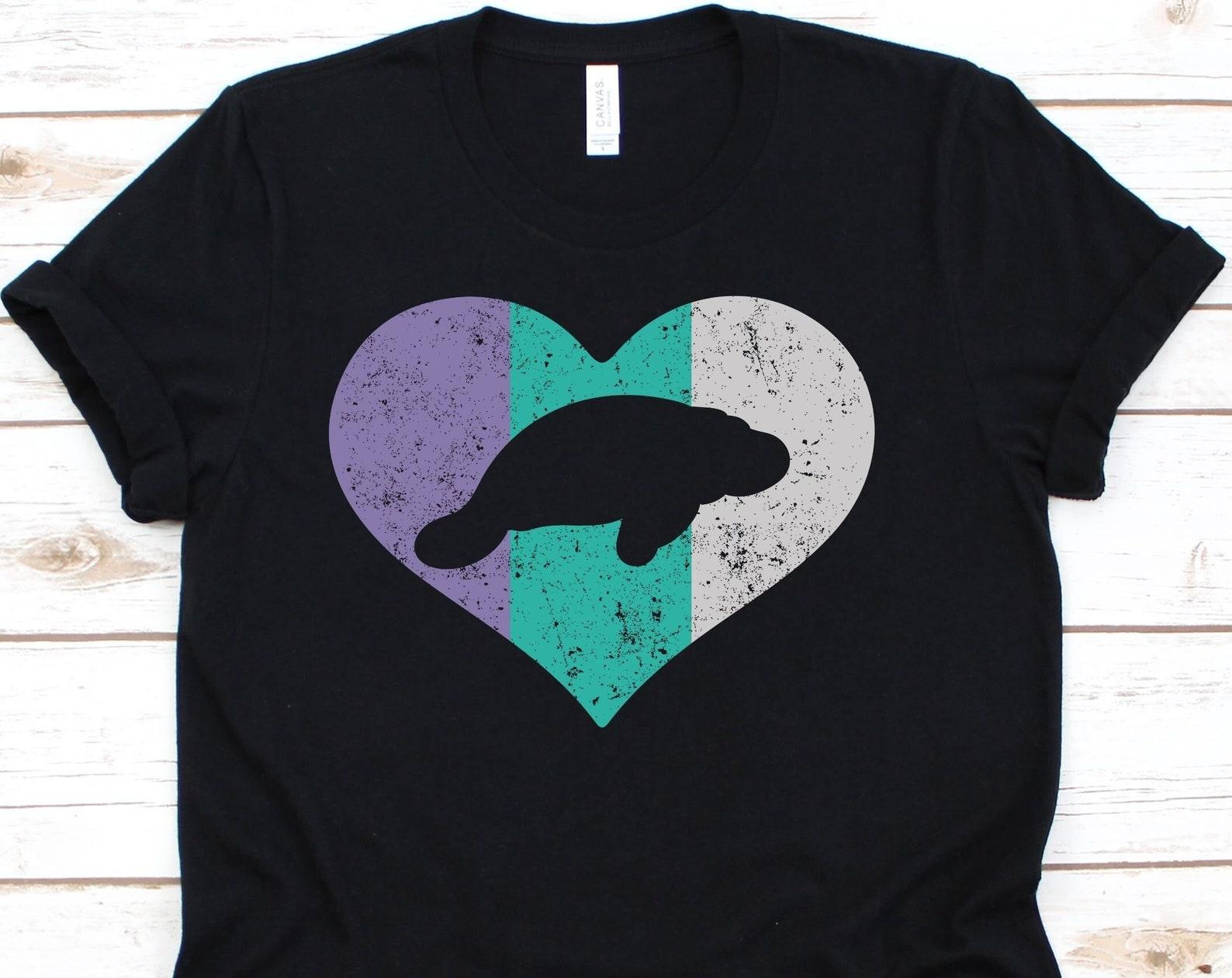 Retro Manatee Shirt, Earth Day Tshirt, Gift For Manatee Lovers, Sea Cow Shirt, Plastic Free Ocean, Water Pollution, Environmentalist Shirt S