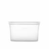 Zip Top Silicone Storage Bags, 473ml Dish, Small, Microwave, Freezer, and Dishwasher Safe, Made with Platinum Silicone, Non-Toxic, Frosted White. [Off
