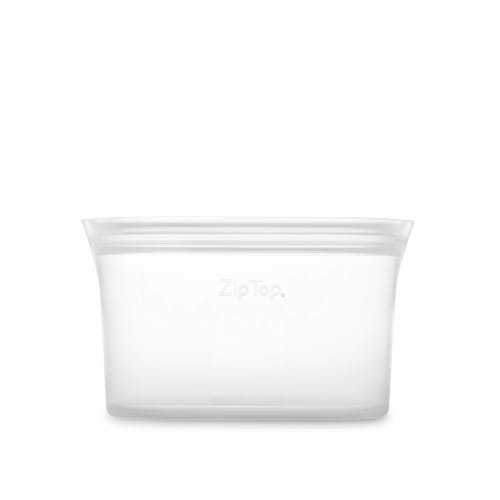 Zip Top Silicone Storage Bags, 473ml Dish, Small, Microwave, Freezer, and Dishwasher Safe, Made with Platinum Silicone, Non-Toxic, Frosted White. [Off