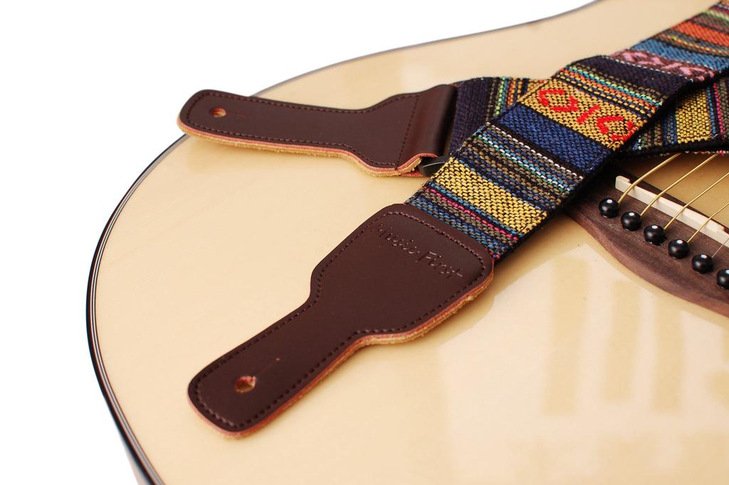 MUSIC FIRST Original Design Classic Country Style Soft Cotton and Leather Guitar Banjo Strap Strap,