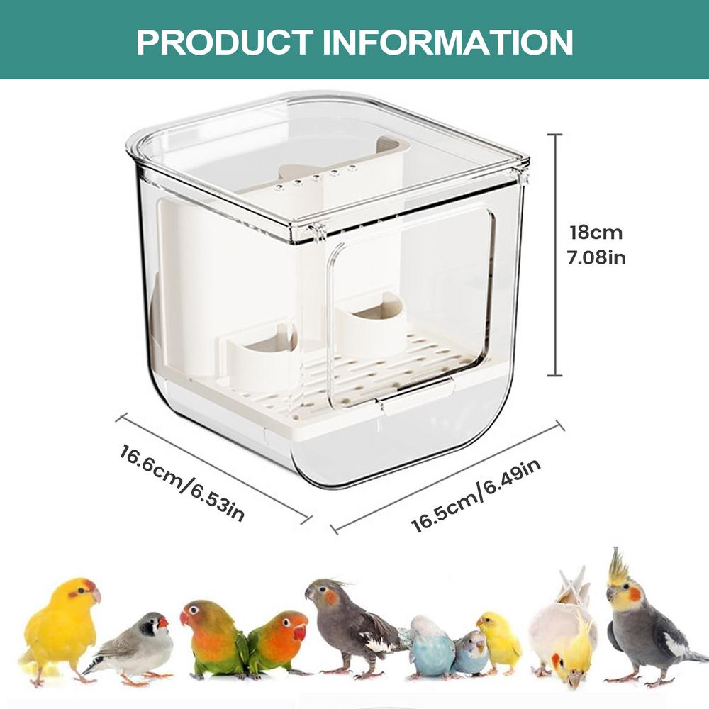 

Parrot Feeder Clear Bird Feeder Container Cage Food Dispenser For Conure Parrot Parakeet Cockatoo Canary Finch Cockatiel