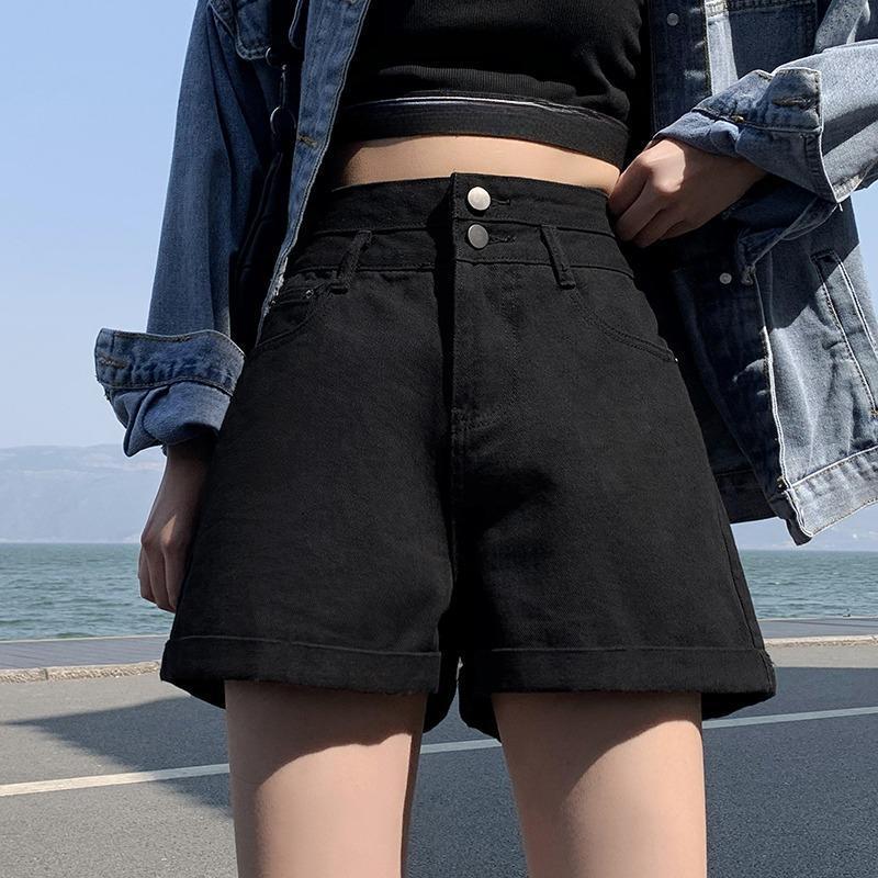 Summer Casual Loose Denim Shorts for Women Fashion High Waist Wide Leg Jeans Female Pants Vintage Blue Simple Office Lady Shorts 24250