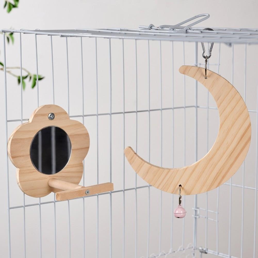 Bite Resistant Bird Flower Mirror Toy Hanging Parrot Swing Toy Parrot Swing Stand Cage Accessories