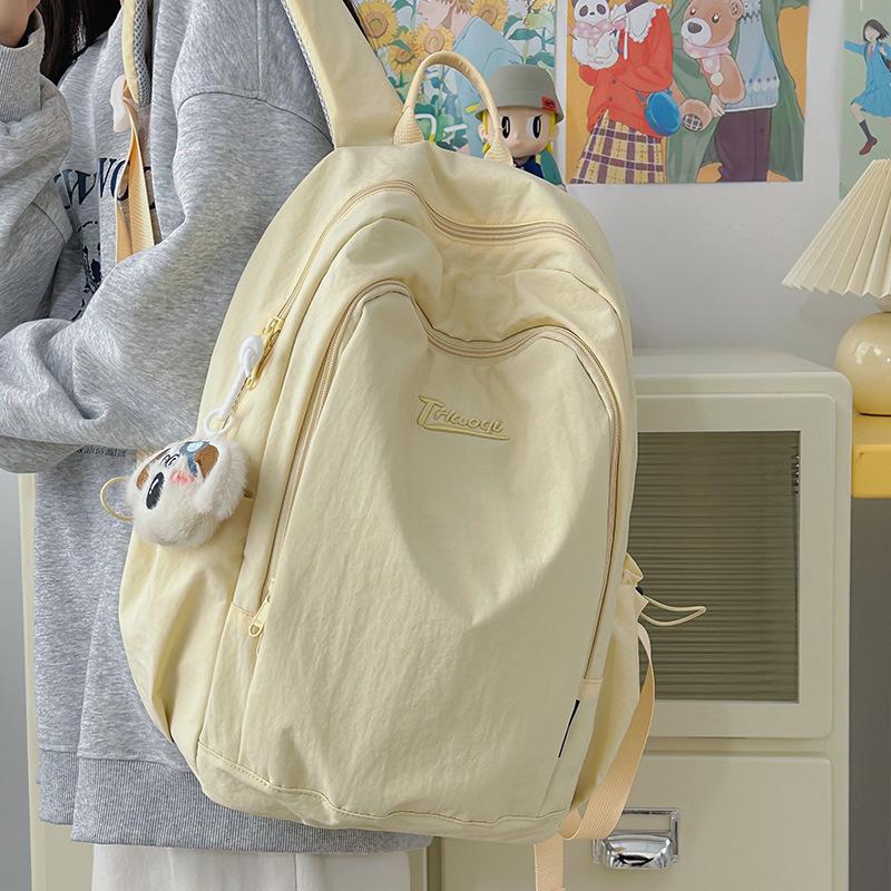 Korean version ins style solid color small fresh schoolbag women, junior high school girls, high school students backpack light travel backpack
