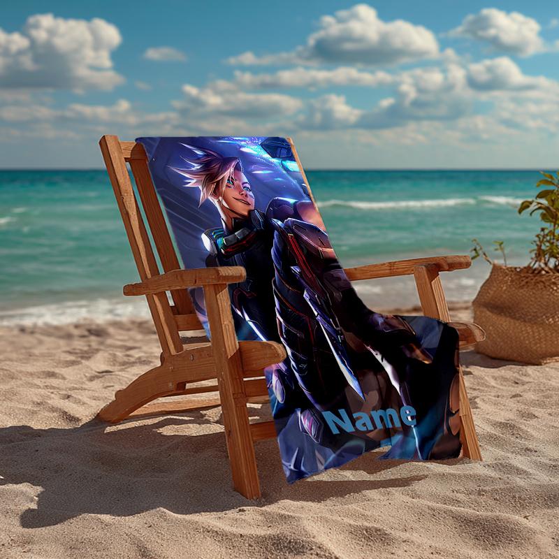 Custom Name Ultra-Soft Beach Towel with League of Legends Theme,Ideal for Pool - Camping, Diving - Perfect Travel Essential, Vibrant Beach Towel.