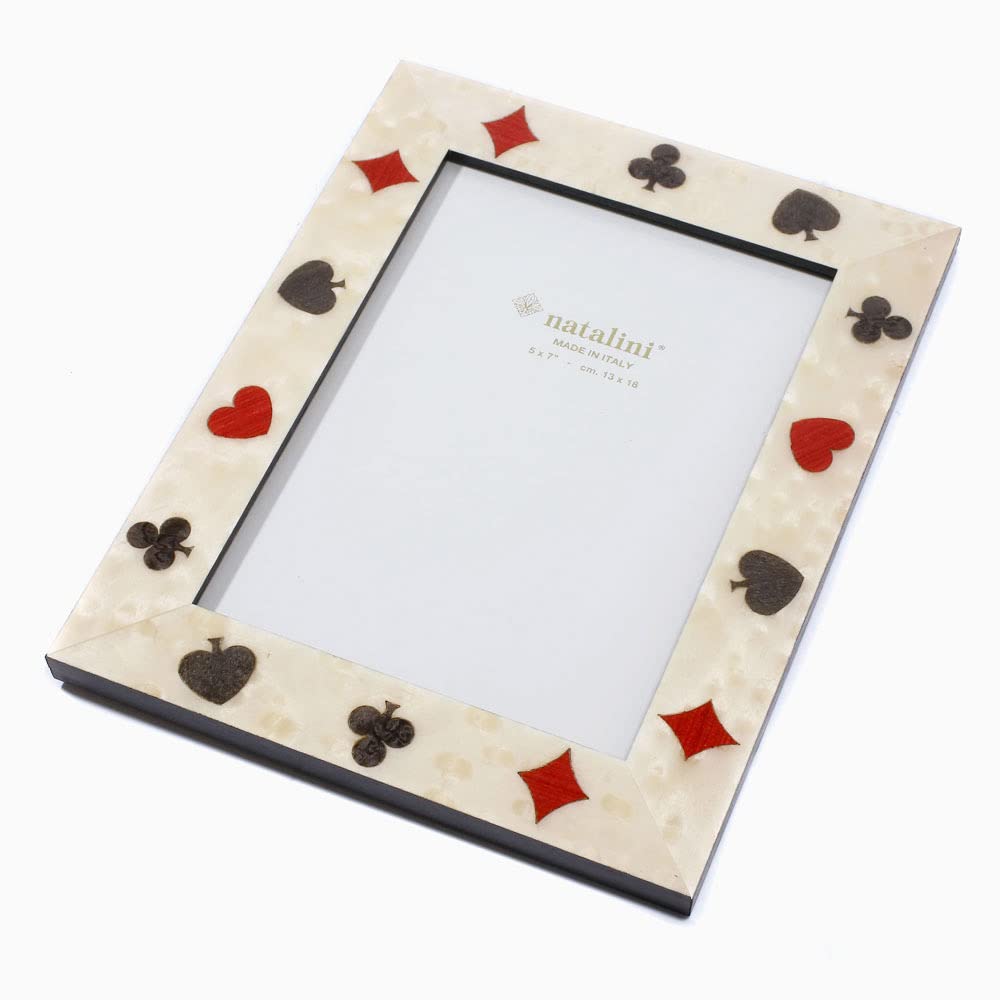 NATALINI Natalini photo twin playing cards wooden interior photo Italian-made frame, handmade, design, (clover, heart, diamond, spade), decoration,