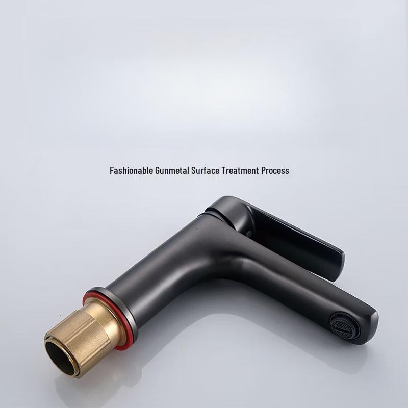 TLXT Light Luxury Gunmetal Grey Brass Basin Faucet