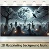 1 Piece of 2D Plane, Ghost Gothic Cemetery Background Banner, Suitable for Home, Room, and Wall Decorationzyc