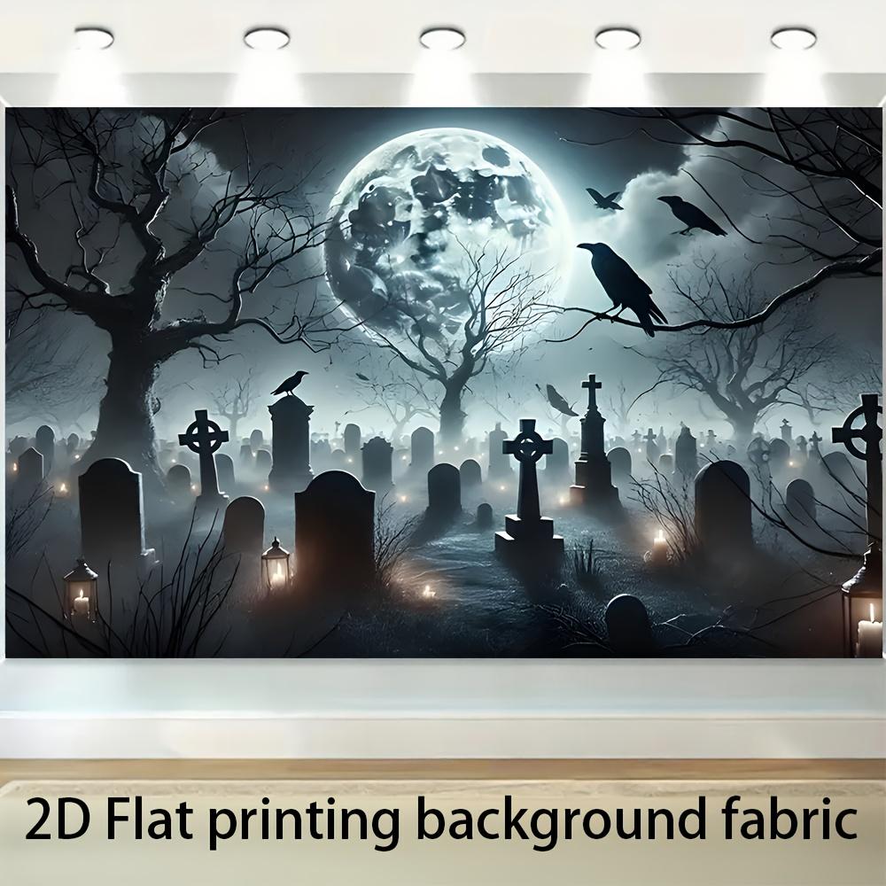 1 Piece of 2D Plane, Ghost Gothic Cemetery Background Banner, Suitable for Home, Room, and Wall Decorationzyc