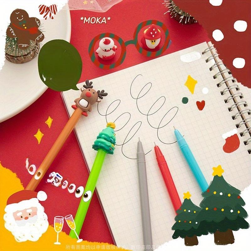 20pcs Christmas Gift Christmas Pen Hat Cubs Christmas Neutral 0.5 Black Student Neutral Pen Stationery