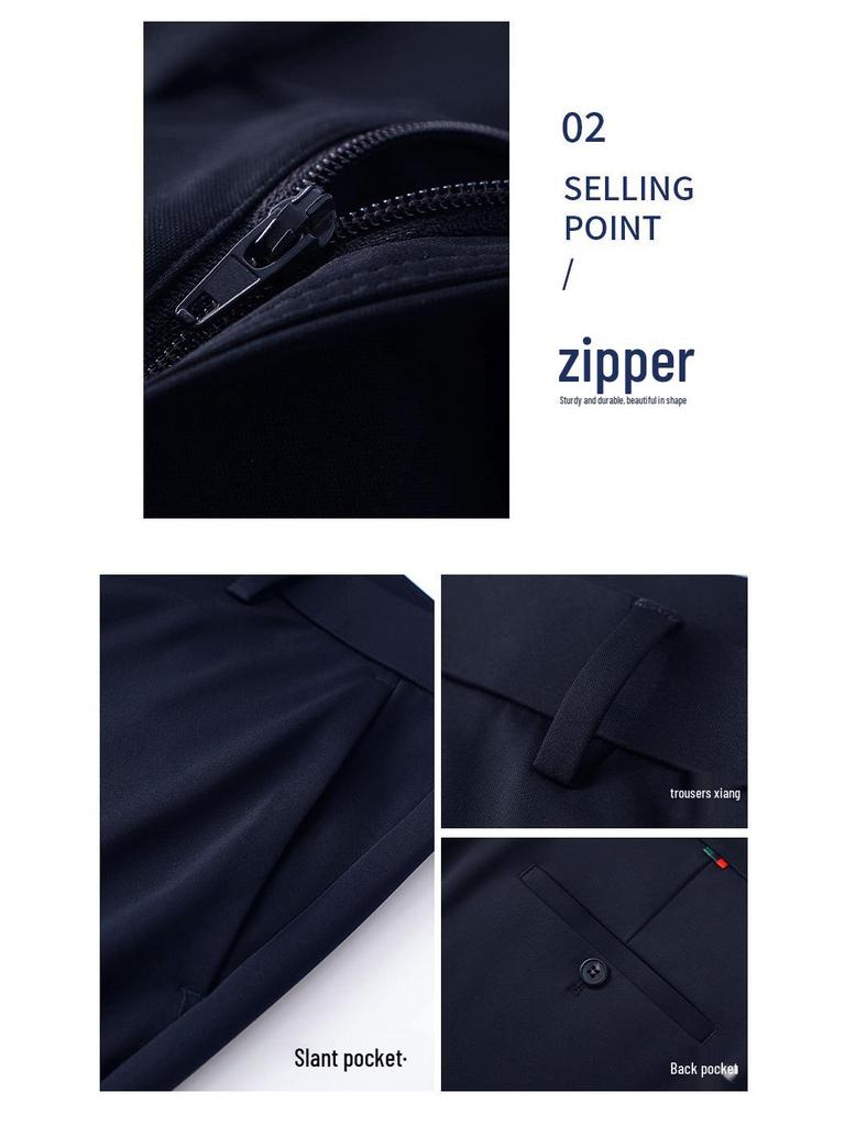 Herren Eisseide Stretch Business Casual Anzughose – Mittleren Alters, Einfarbig, Bügelfreie Hose