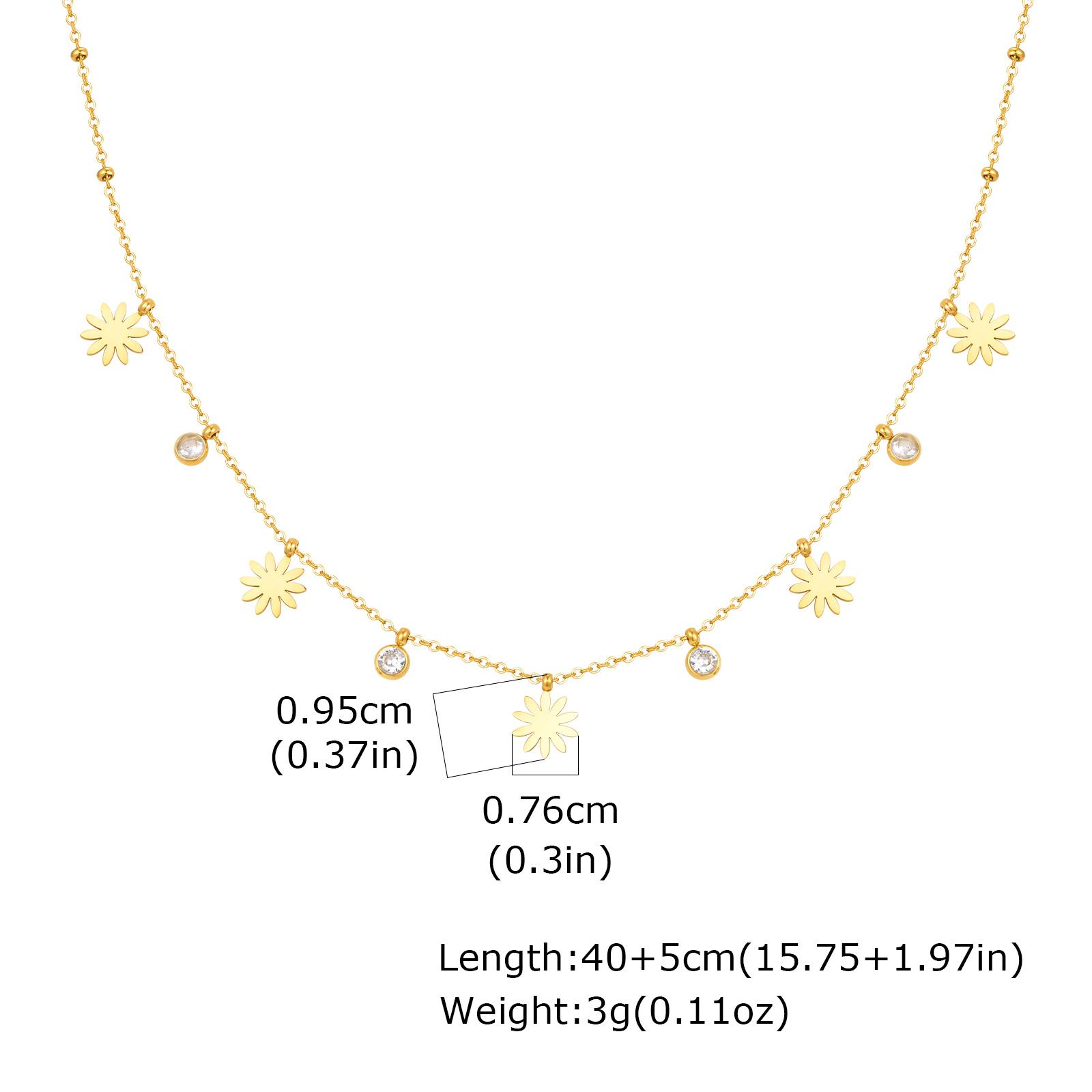

Trendy High Quality Zircon Flower Heart Necklace For Women, Waterproof Stainless Steel Charm Necklace, Party Jewelry Gift