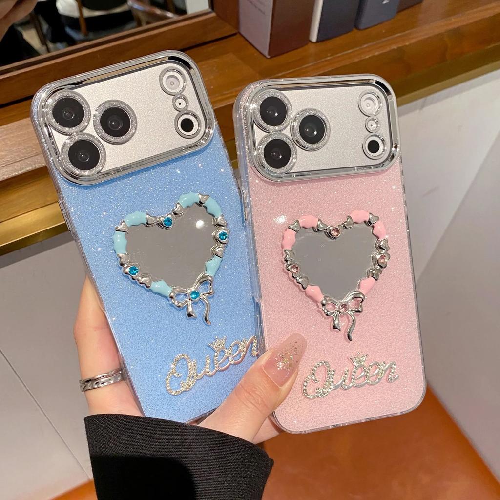 Love Nectarine 3D Makeup Mirror compatible for iPhone 16 Pro Max phone case for 15 Pro Soft-edged 14 Plus 17 promax Cover