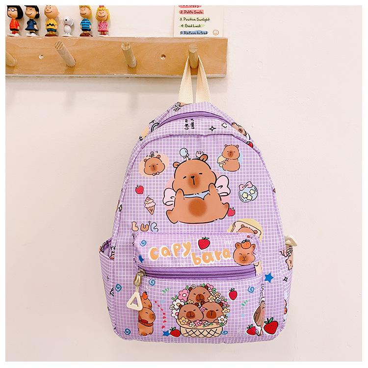 

Школьные рюкзакиКапибара милый мультяшный рюкзак для мальчиков и девочек повседневный универсальный трендовый маленький фиолетовый