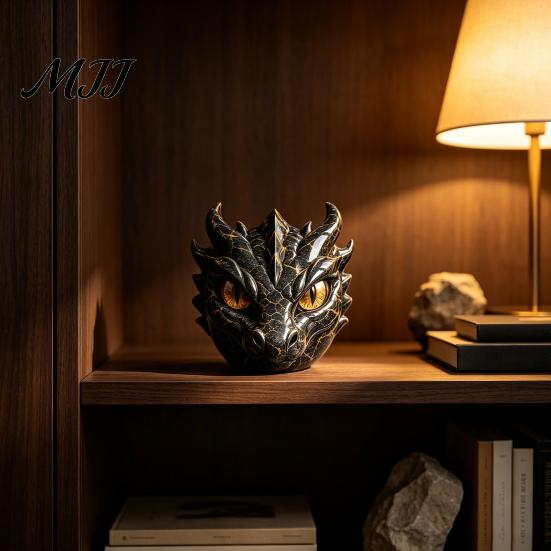 Gothic Interior Decorations Resin Animal Head Sculpture, Guardian Dragon/Lion/Owl/Wolf Statues, Modern Cabinet Display Pieces Figurine for Bookshelf